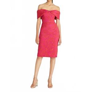 NEW THEIA eveline off shoulder dress in petunia
